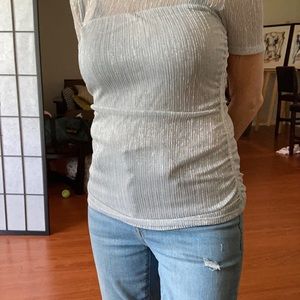 Evening glitter top by DKNY, size xs silver color